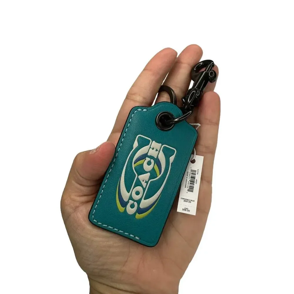 Coach Bottle Opener Key Fob With Coach Stamp Teal